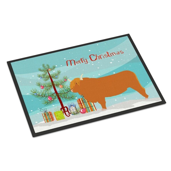 Carolines Treasures Highland Cow Christmas Indoor or Outdoor Mat, 24 x 36 in. BB9187JMAT - main